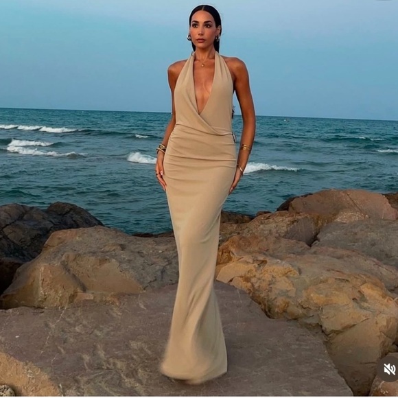 ZARA SHELL HALTER DRESS Size XL NWT - Picture 2 of 11